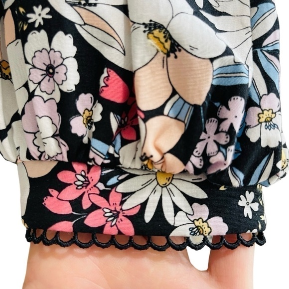 Rachel Parcell Size Small Black Floral Cotton Puff Sleeve Retro Minidress NWT - Picture 8 of 16